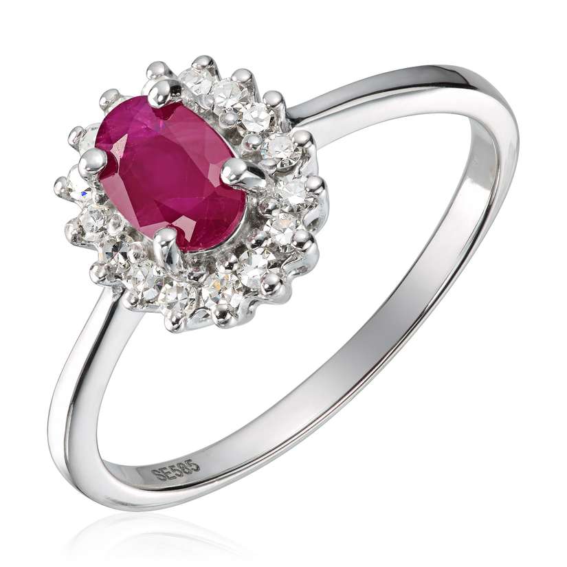 57287 14K Rubin & diamant rosettring