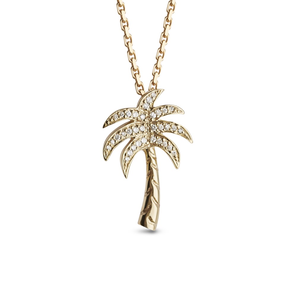 10 ct. t.w. Diamond Palm Tree Pendant Necklace in 14kt Yellow Gold |  Ross-Simons