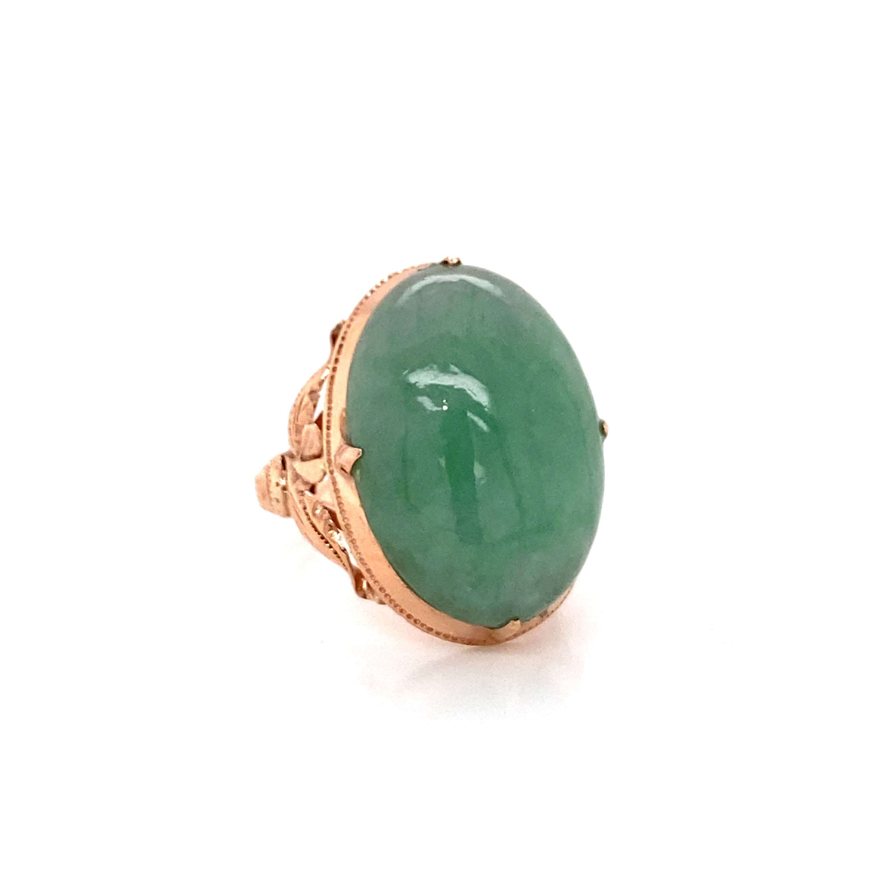 14K Gold ring with nephrite jade