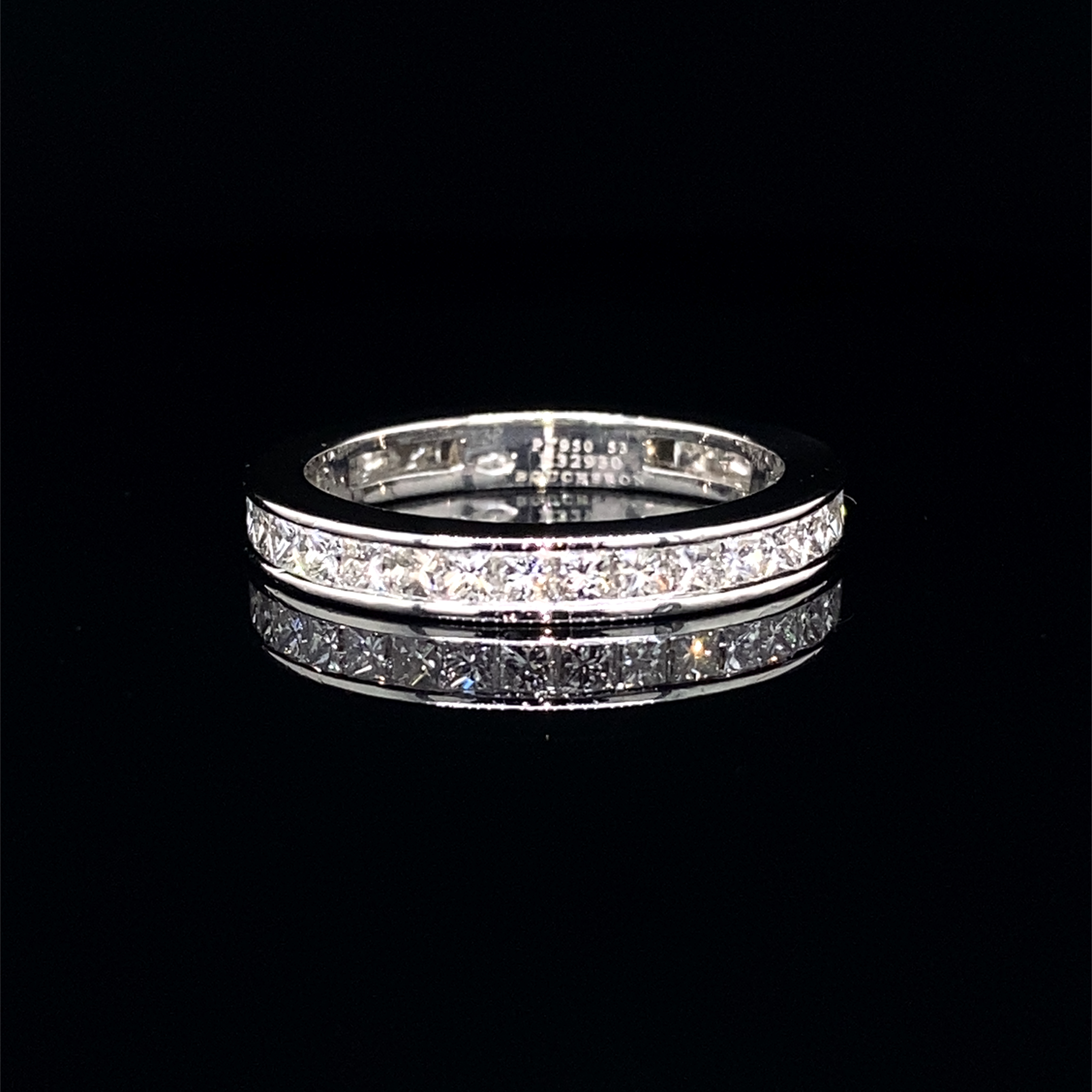 Boucheron Platinum Eternity ring. Fully set with permium natural princess cut diamonds 1.38ct.