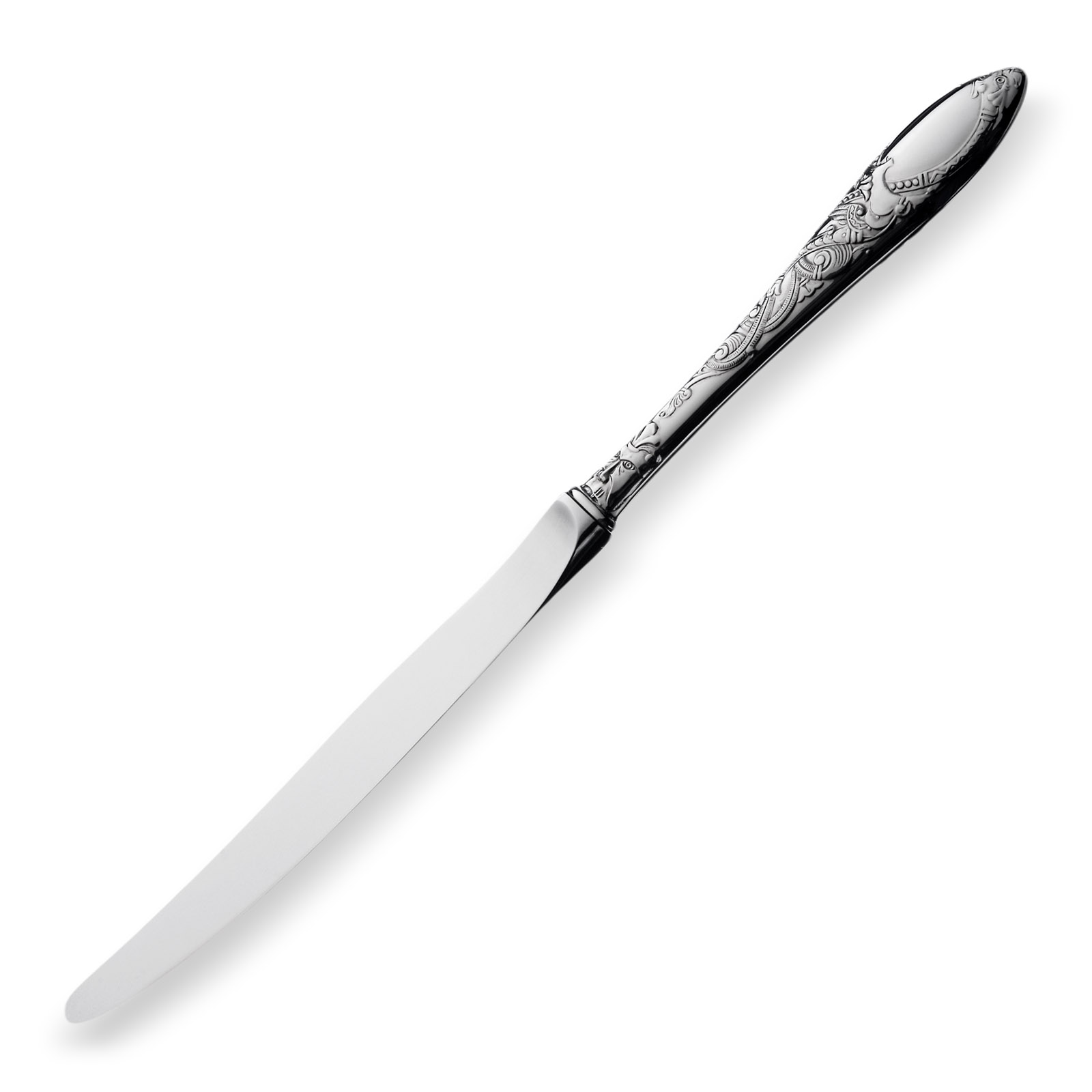 DRAGE, STOR SPISEKNIV Sølv spisekniv i mønsteret Drage. 
Varenummer: 038504
Lengde: 24,80 cm
Sølv: 830S