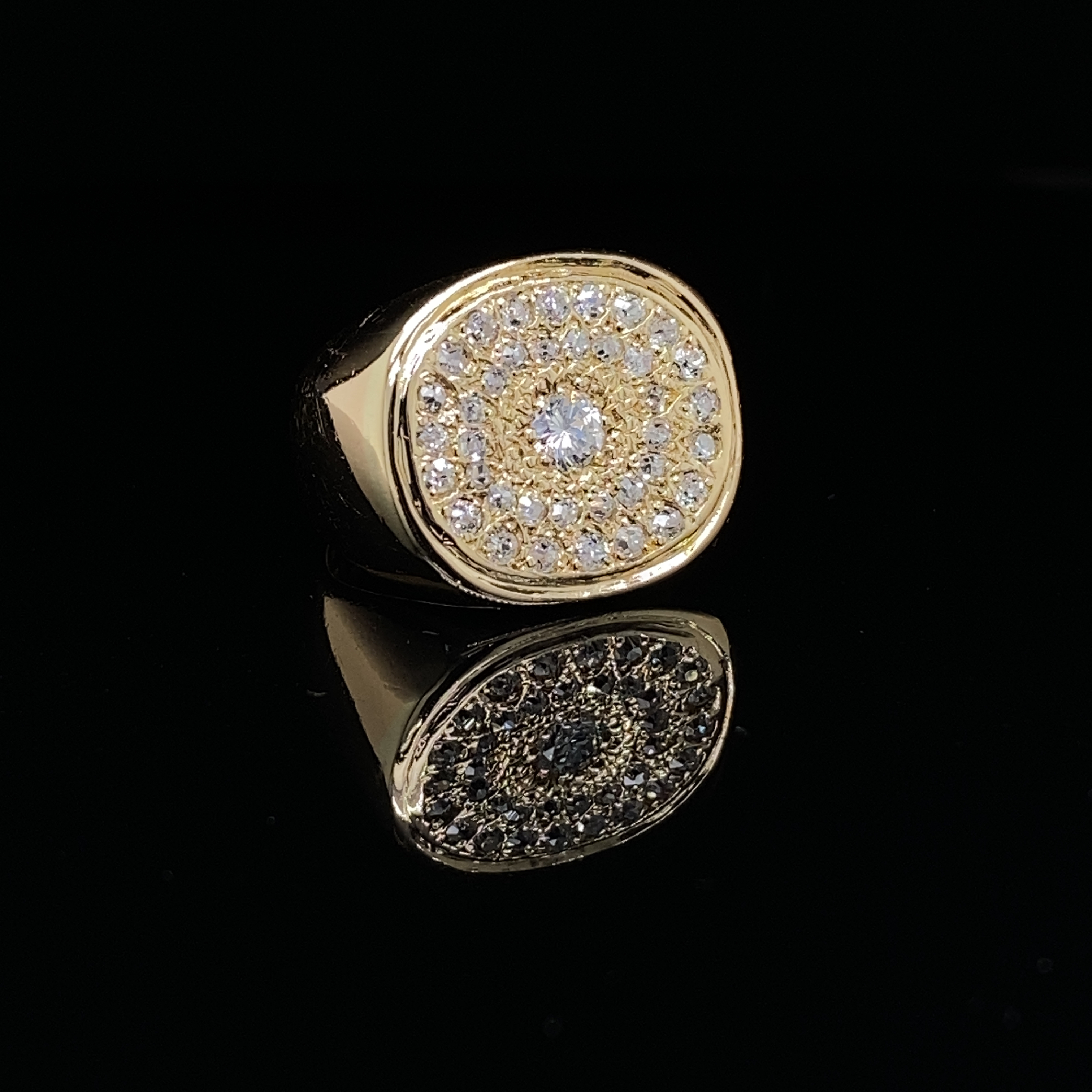 14K Gull & Diamant signet ring 0.85ct.