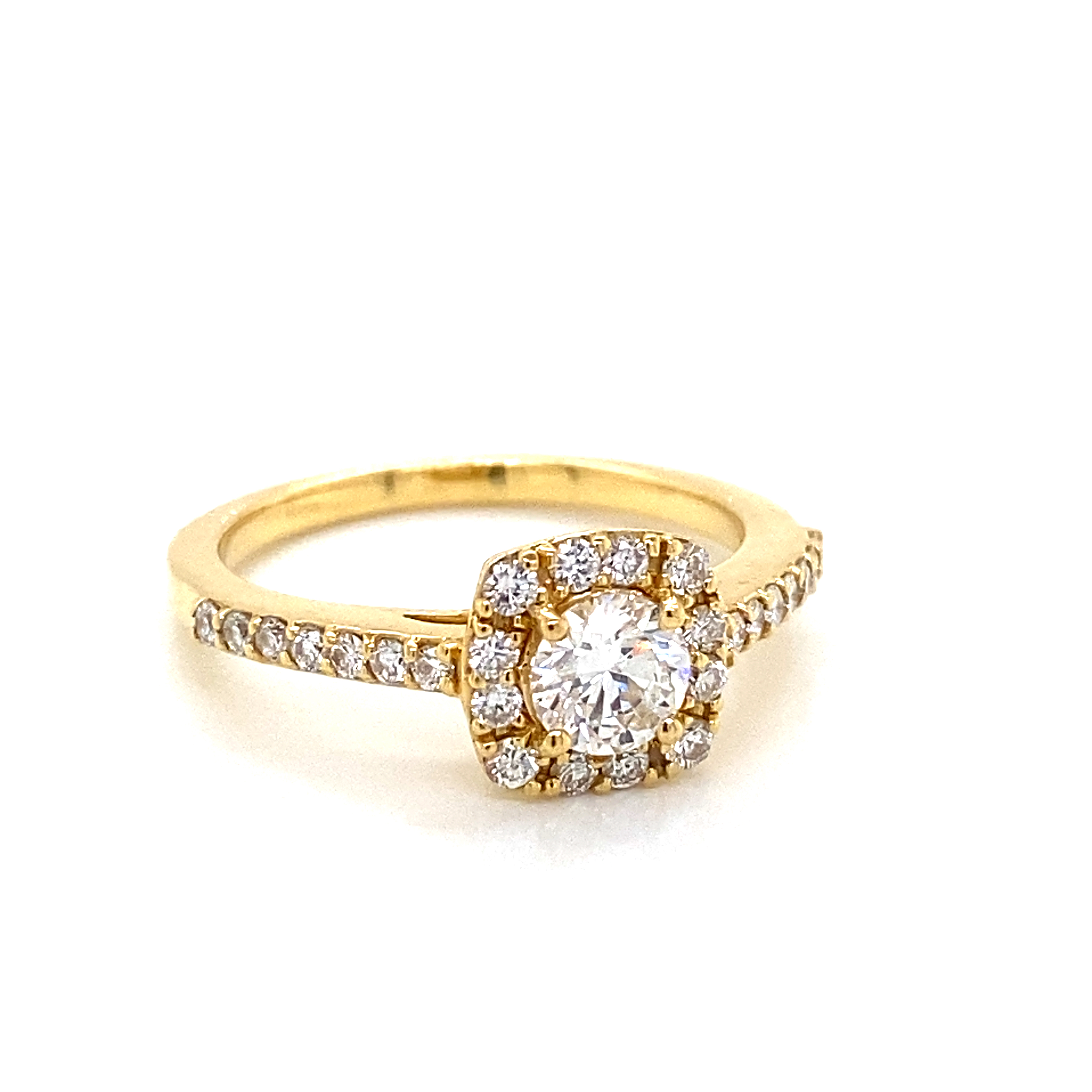 18K yellow gold engangement ring 1x0.45ct. GIA + 26x0.40ct H-VS/Si