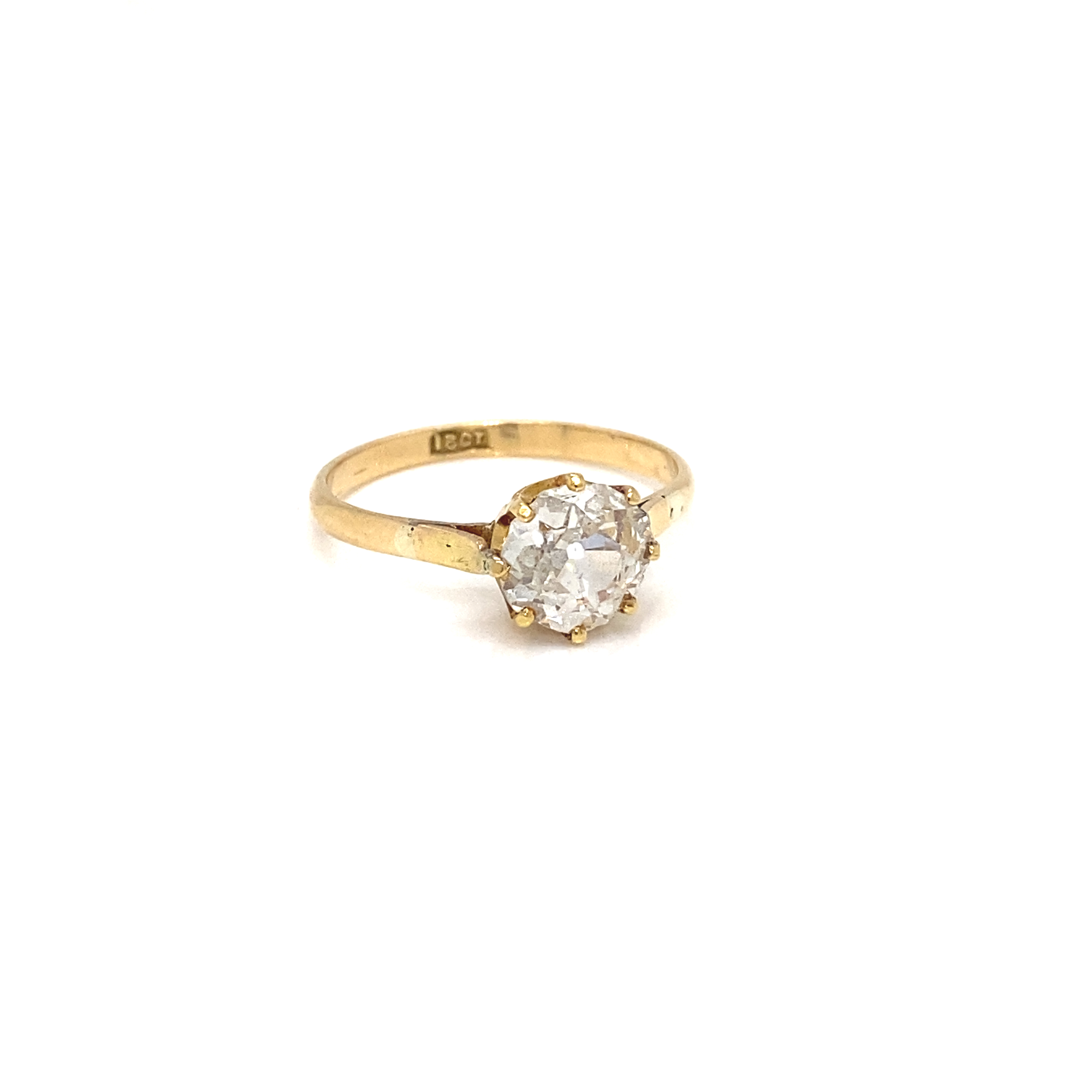 18K old-cut solitaire diamond ring1,65ct.